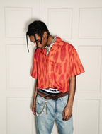 STEEPC Digital Full Print Orange Leopard Cuban Shirt