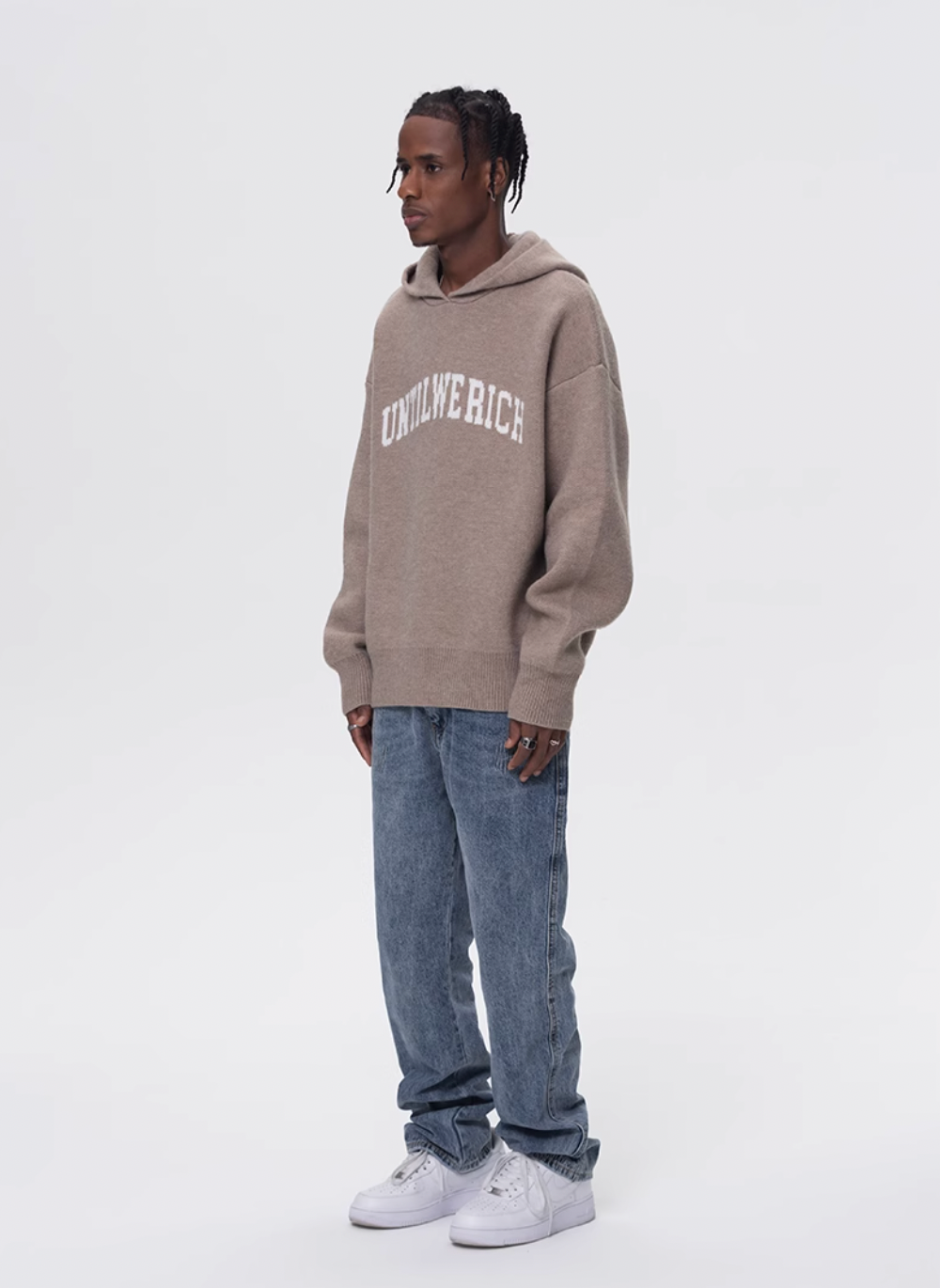 UNTILWERICH Jacquard Hooded Knit Sweater