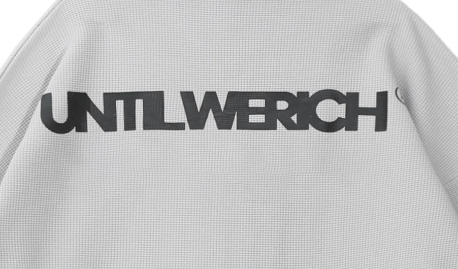 UNTILWERICH Waffle Logo Print Half Zip Long Sleeves Sweatshirt