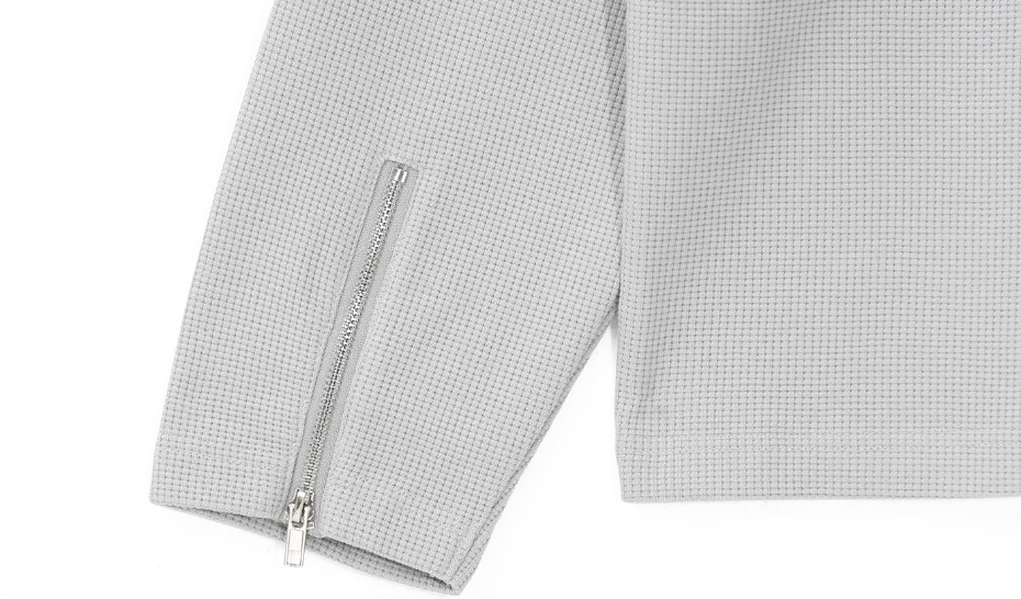 UNTILWERICH Waffle Logo Print Half Zip Long Sleeves Sweatshirt