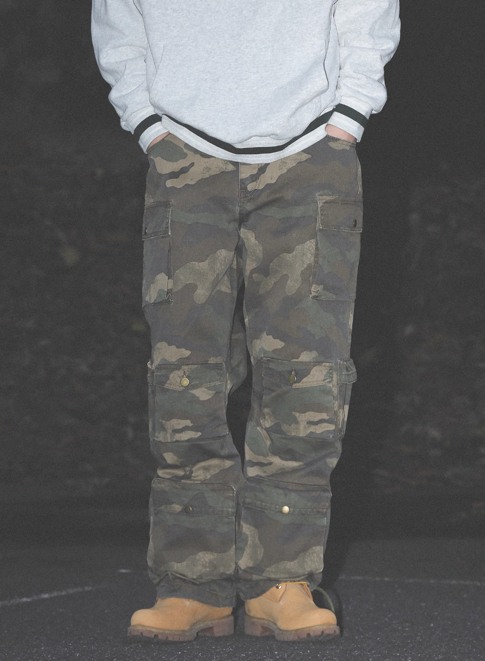 UNTILWERICH Dirty Camo Multi Pocket Work Cargo Pants