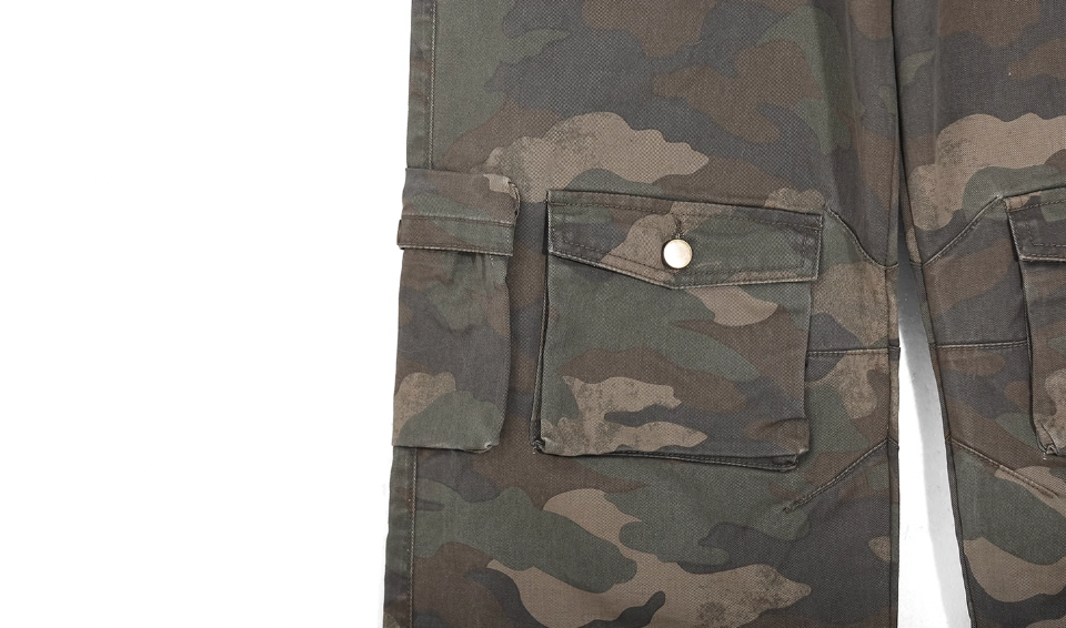 UNTILWERICH Dirty Camo Multi Pocket Work Cargo Pants