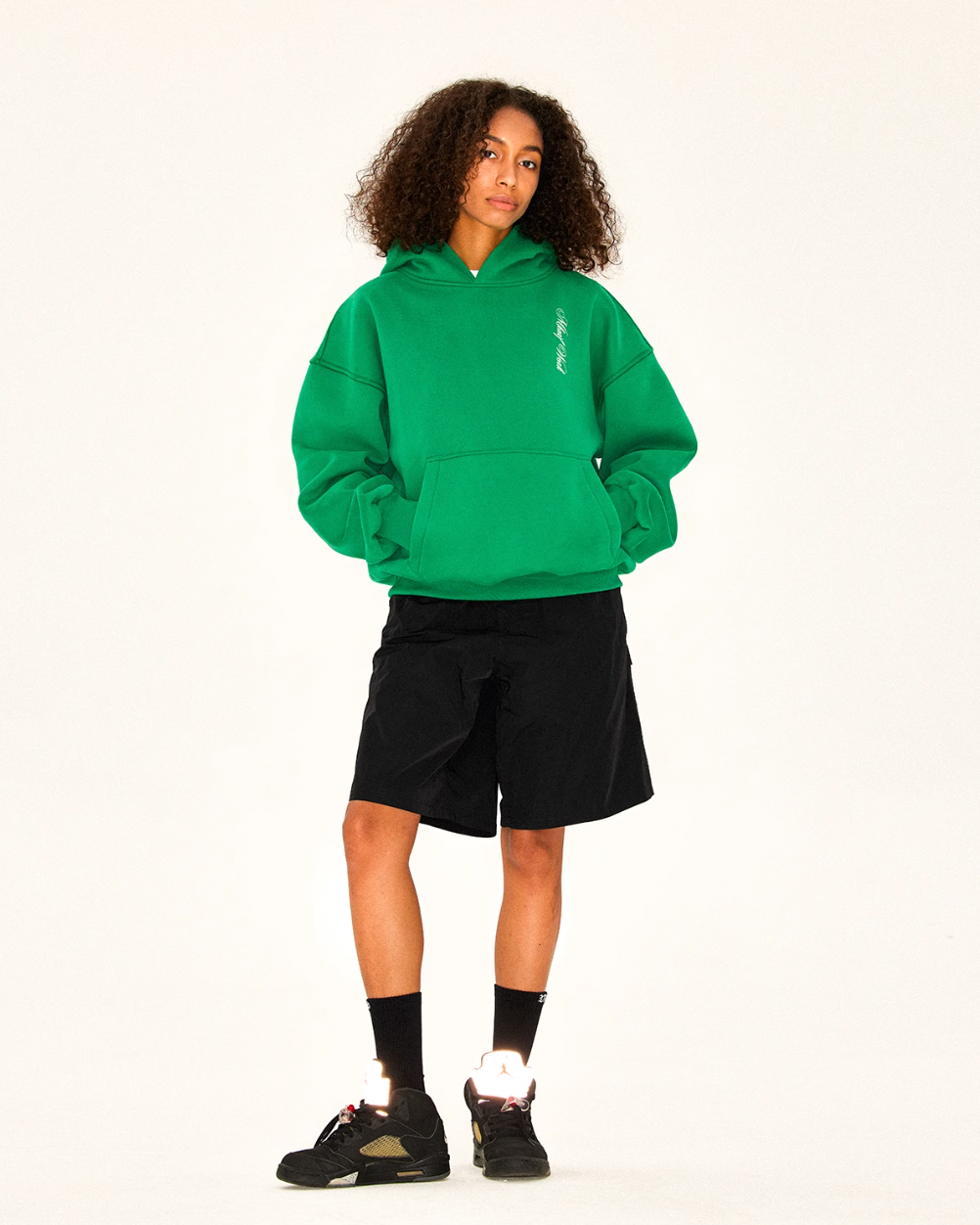 MHARF Green Logo & Glass Cup Flower Pattern Hoodie