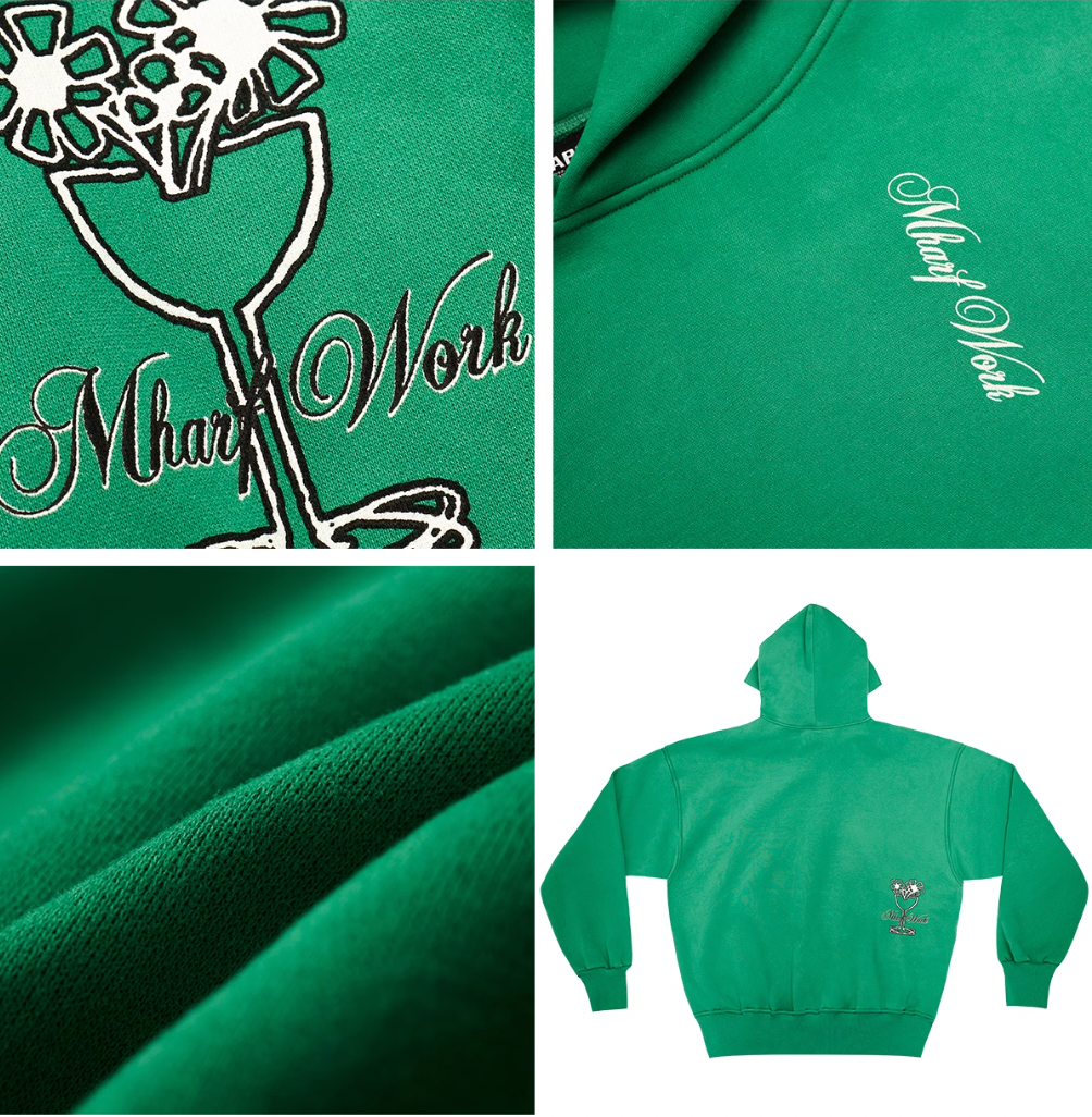 MHARF Green Logo & Glass Cup Flower Pattern Hoodie