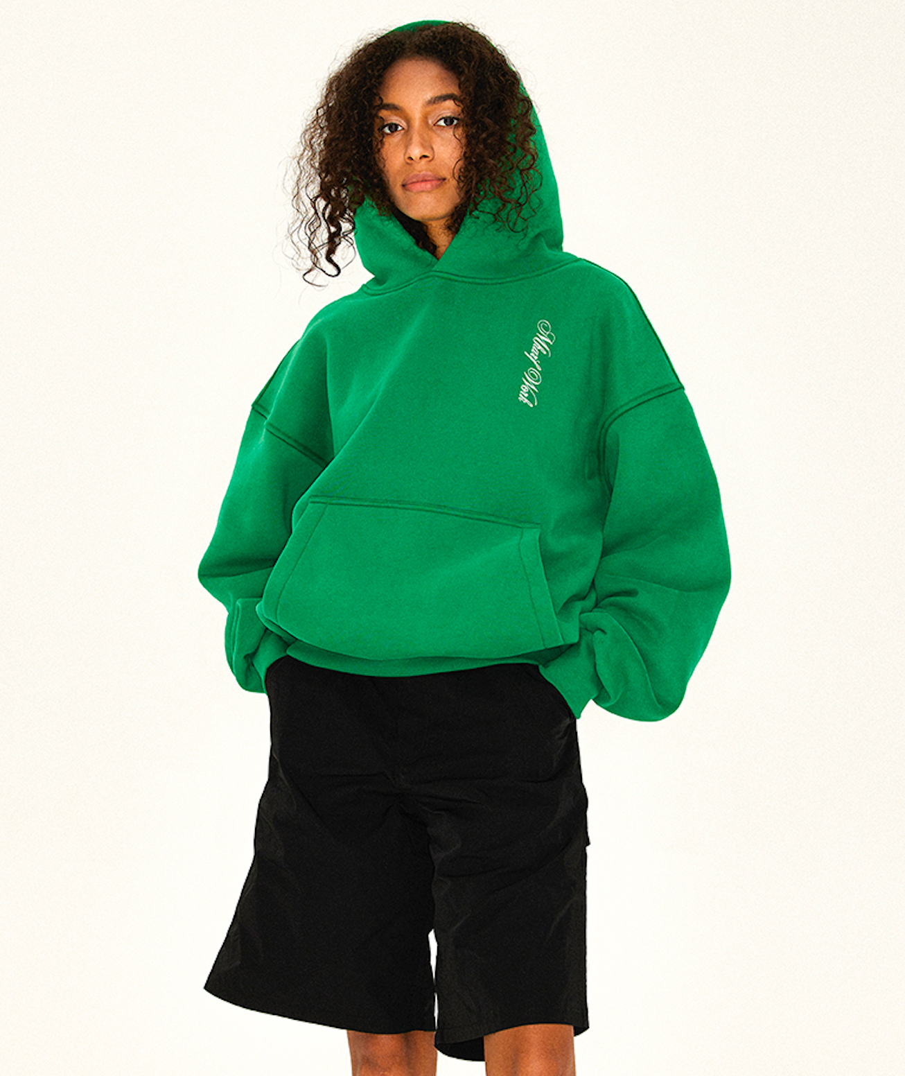 MHARF Green Logo & Glass Cup Flower Pattern Hoodie