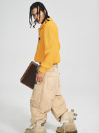 STEEPC Vintage Button Badge Knit Cardigan