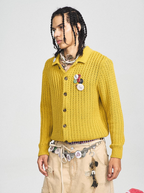 STEEPC Vintage Button Badge Knit Cardigan