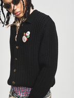 STEEPC Vintage Button Badge Knit Cardigan