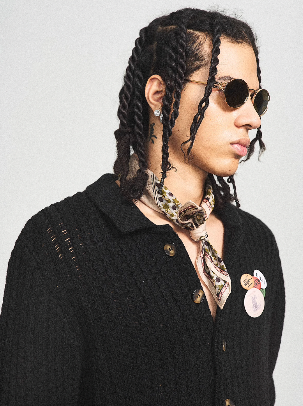 STEEPC Vintage Button Badge Knit Cardigan