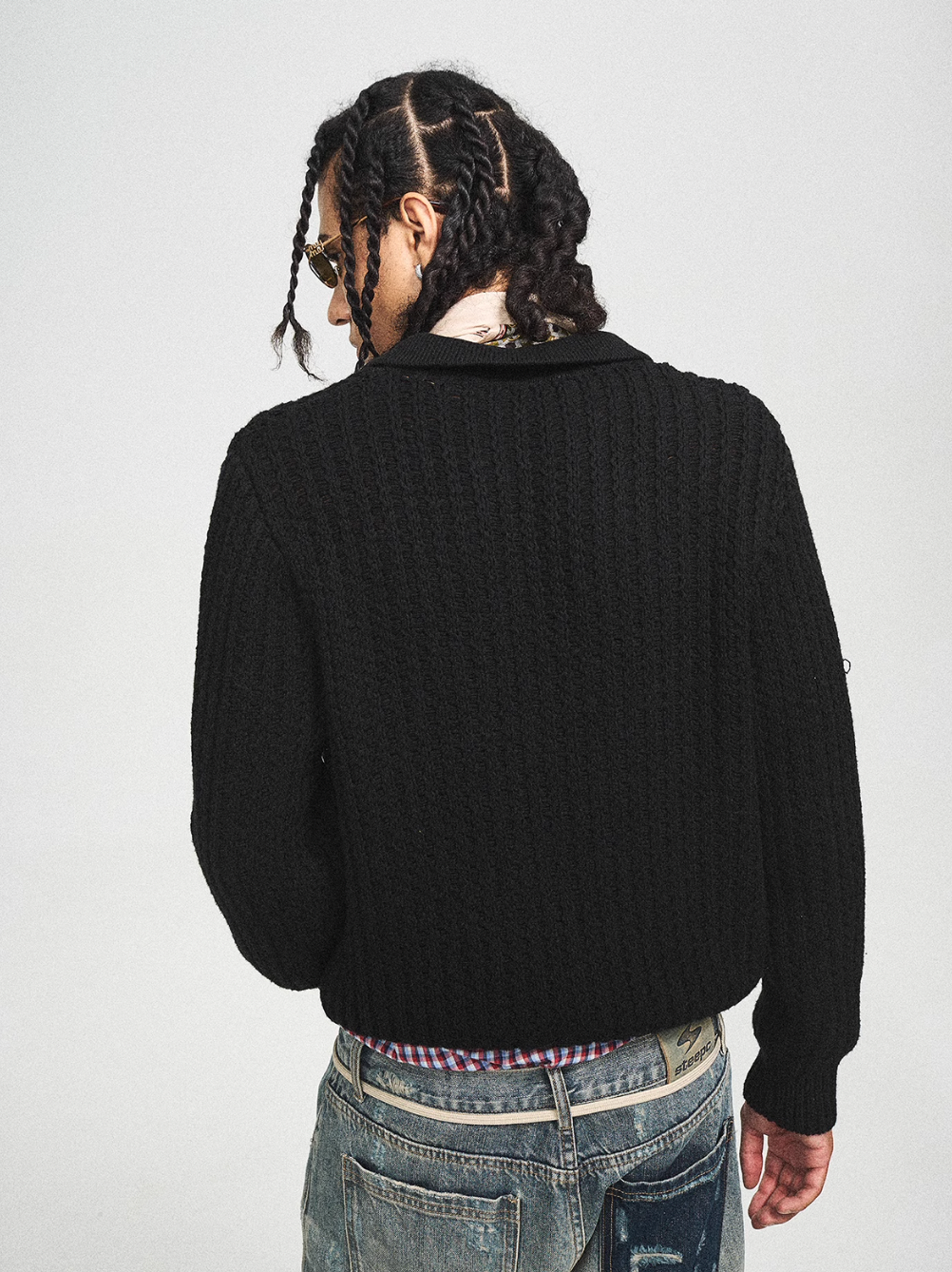 STEEPC Vintage Button Badge Knit Cardigan