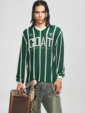 STEEPC Striped Knit GOAT Long Sleeve V-Neck Polo Jersey