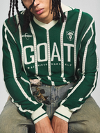 STEEPC Striped Knit GOAT Long Sleeve V-Neck Polo Jersey