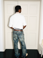 STEEPC Vintage Washed Cat Whisker Bootcut Jeans
