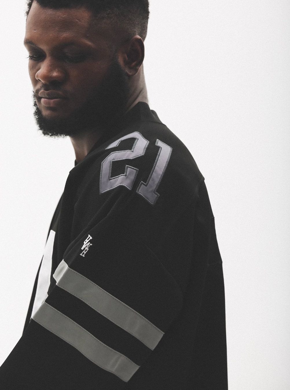 UNTILWERICH Mesh Quilting Embroidered Long Sleeve Hockey Jersey