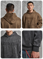 F3F Select Gothic Letters Embroidered Suede Hoodie