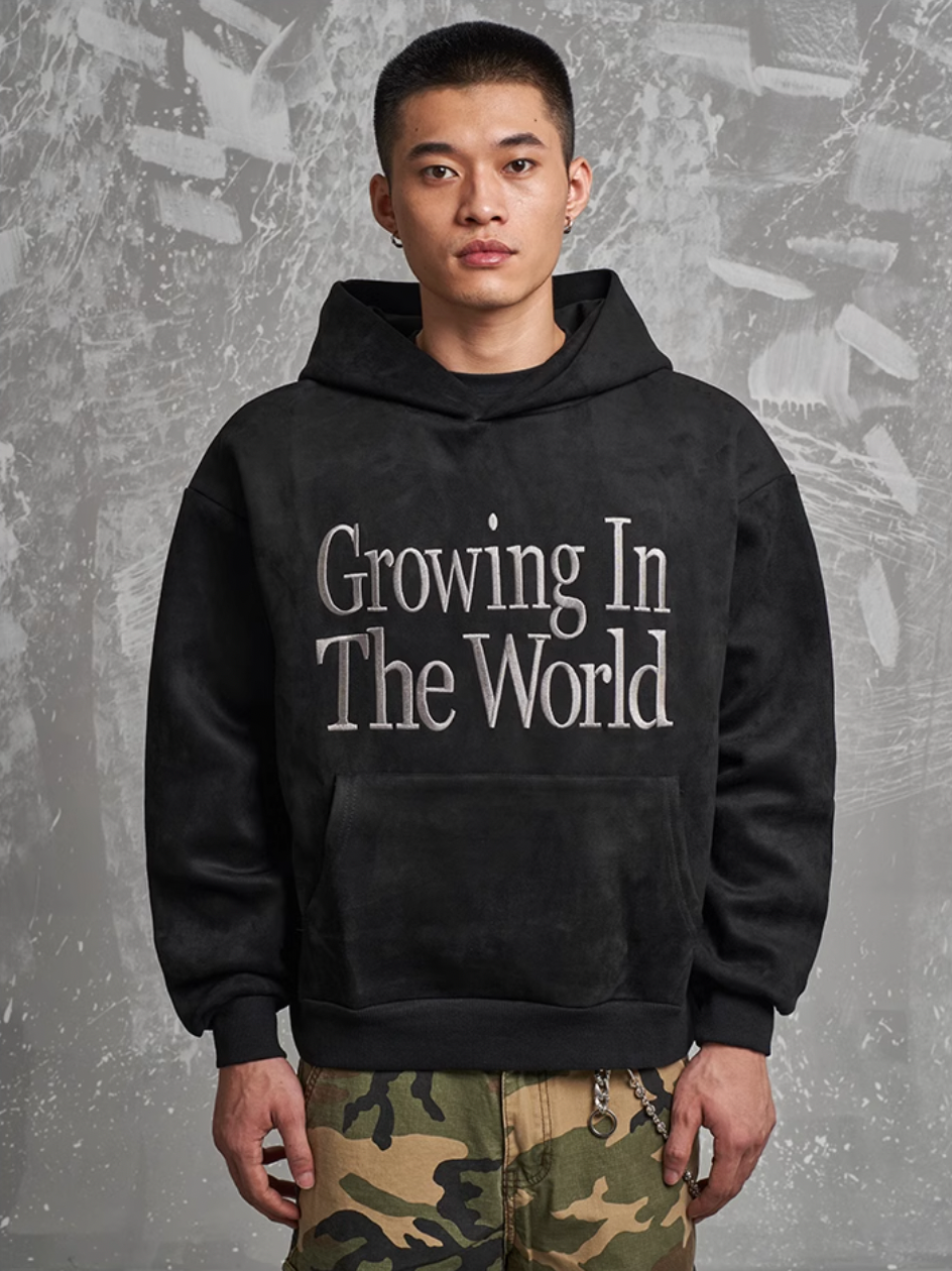F3F Select Growing In The World Embroidered Suede Hoodie