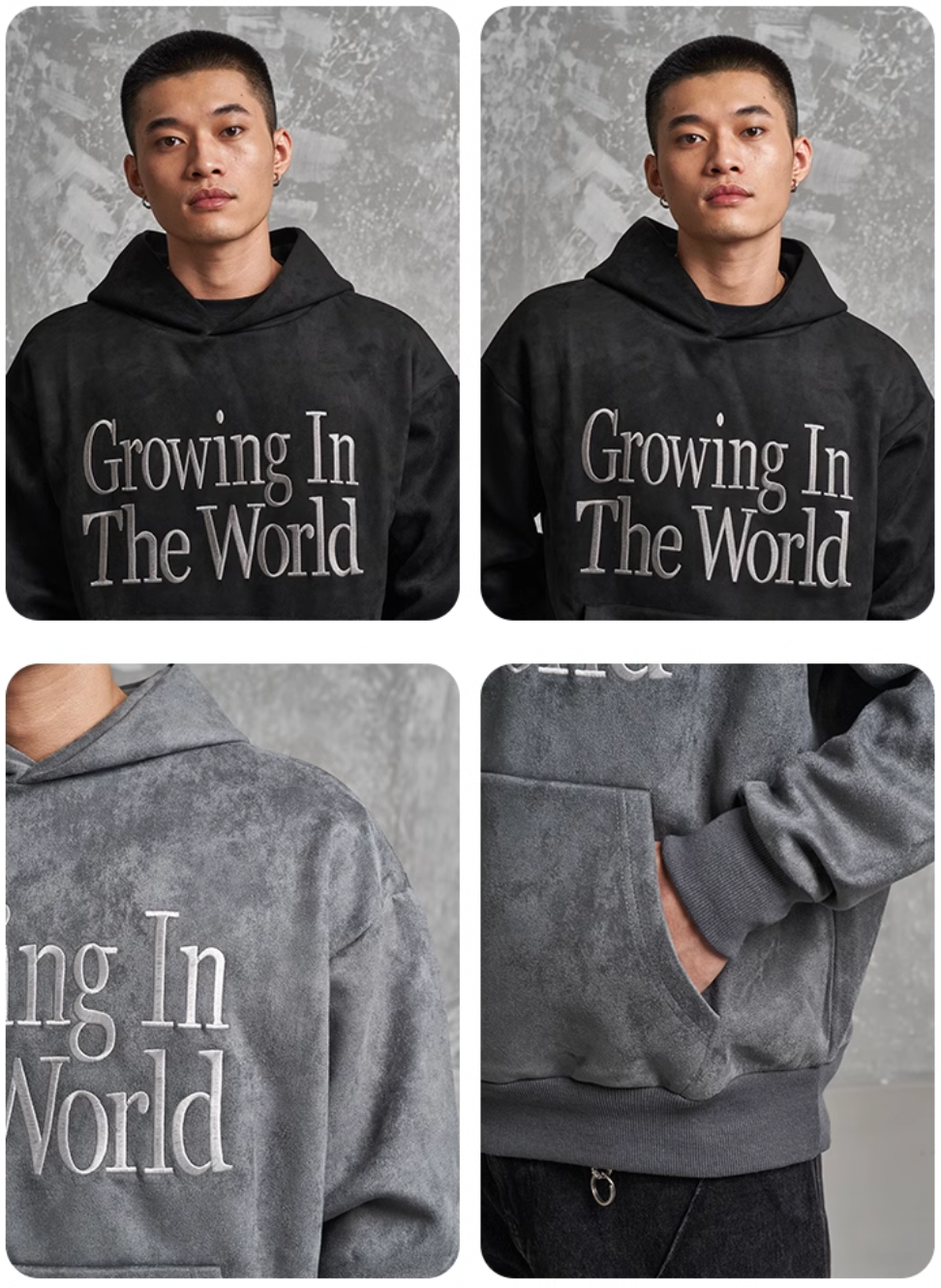 F3F Select Growing In The World Embroidered Suede Hoodie