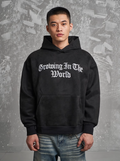 F3F Select Gothic Logo Embroidery Suede Hoodie