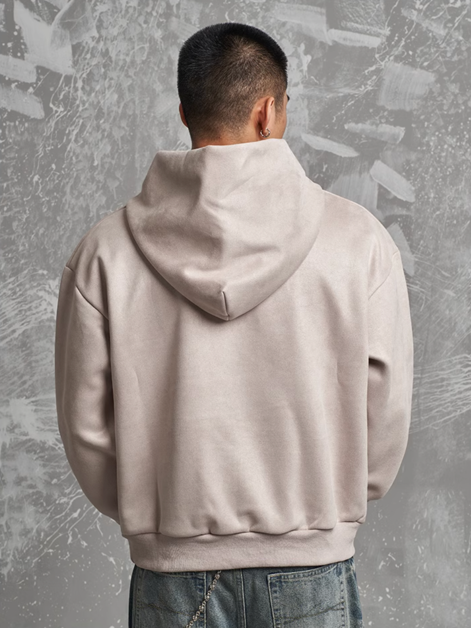 F3F Select Gothic Logo Embroidery Suede Hoodie