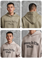 F3F Select Gothic Logo Embroidery Suede Hoodie