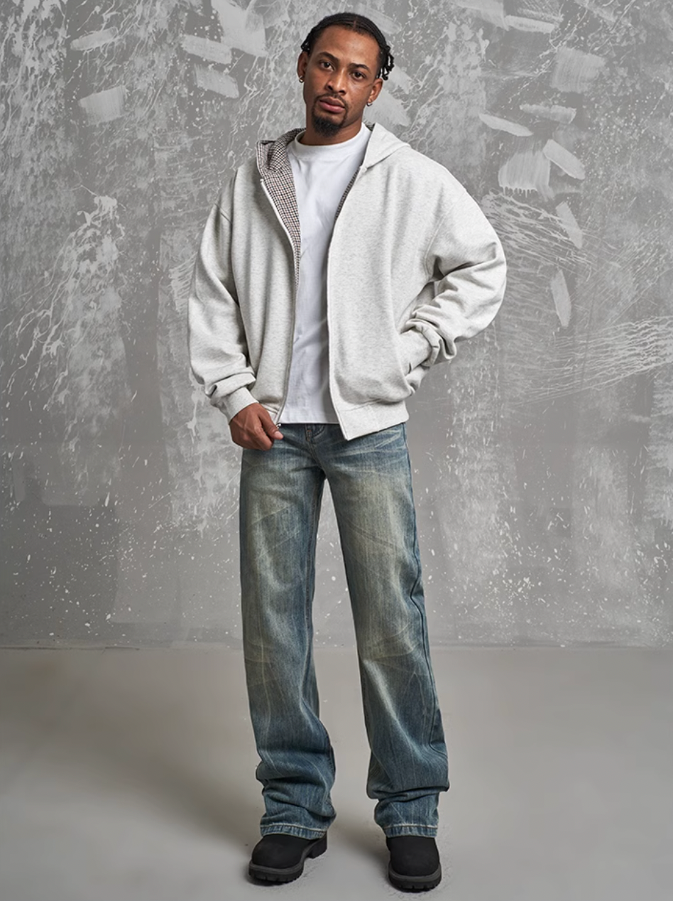 F3F Select Reversible Plaid Zip Up Hoodie
