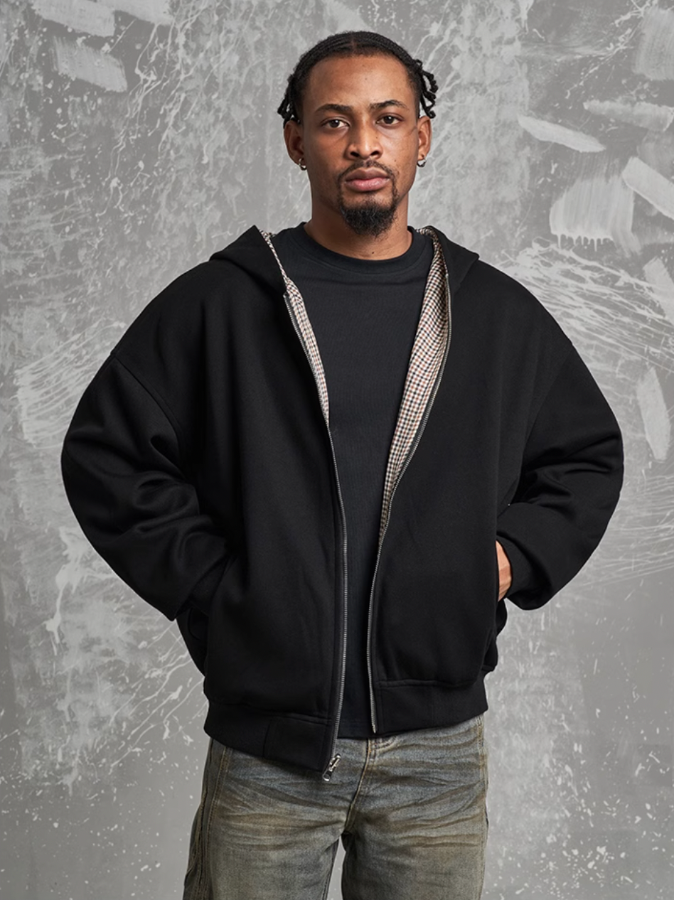 F3F Select Reversible Plaid Zip Up Hoodie