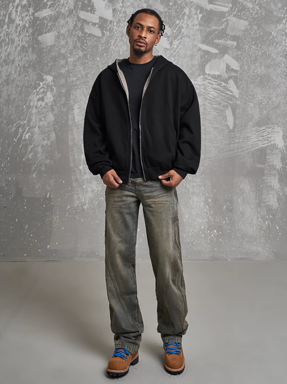 F3F Select Reversible Plaid Zip Up Hoodie