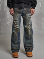 F3F Select Dirty Dye Hole Blast Wash Jeans