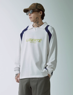 F2CE Patchwork Contrast Color Long Sleeve Polo
