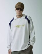 F2CE Patchwork Contrast Color Long Sleeve Polo