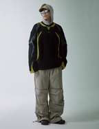 F2CE Deconstructed Clashing Color Waffle Sweatshirt