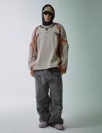 F2CE Deconstructed Clashing Color Waffle Sweatshirt
