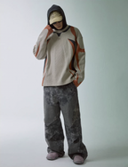 F2CE Deconstructed Clashing Color Waffle Sweatshirt