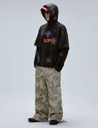 F2CE Dirty Dye Printed Fake Two-Piece Layering Hoodie
