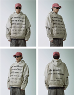 F2CE Dirty Dye Double Layer Printed Hoodie
