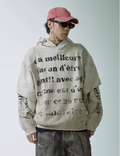 F2CE Dirty Dye Double Layer Printed Hoodie