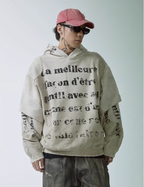 F2CE Dirty Dye Double Layer Printed Hoodie