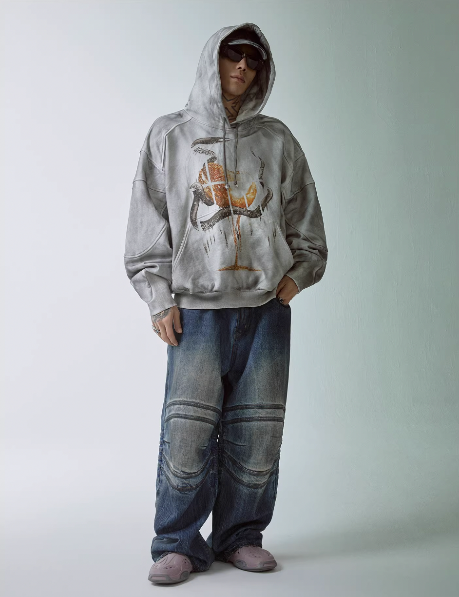F2CE Dirty Dye Printed Hoodie