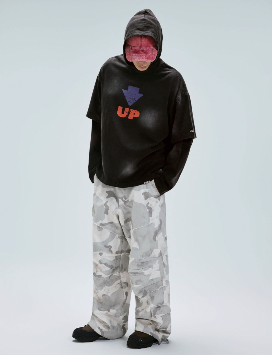 F2CE Gray White Camouflage Baggy Cargo Pants