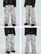 F2CE Gray White Camouflage Baggy Cargo Pants