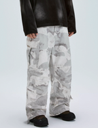 F2CE Gray White Camouflage Baggy Cargo Pants