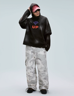 F2CE Gray White Camouflage Baggy Cargo Pants