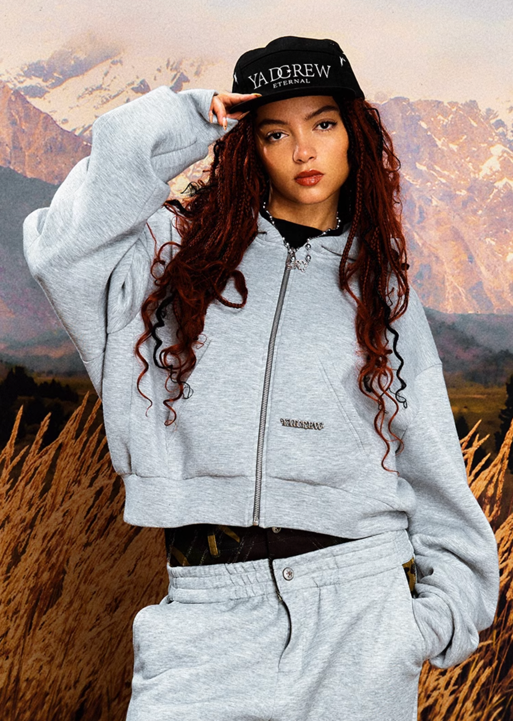 YADcrew Short Air Layer Zip Up Hoodie