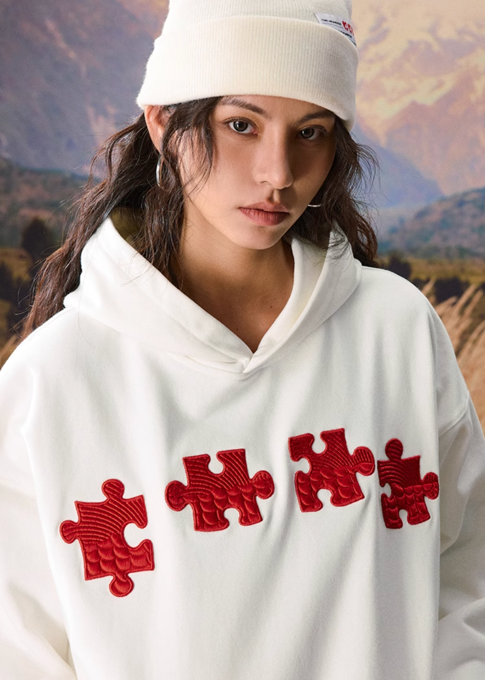 YADcrew Dragon Scale Embroidery 3D Puzzle Hoodie