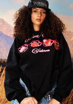 YADcrew Cream Strawberry Puzzle 3D Embroidery Sweatshirt