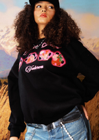 YADcrew Cream Strawberry Puzzle 3D Embroidery Sweatshirt