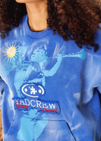 YADcrew Washed Patch Angel Embroidery Printed Sweatshirt