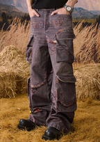 YADcrew Autumn Forest Tree Branch Print Baggy Cargo Jeans