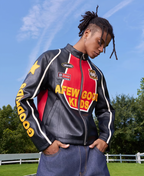 AFGK Badge Stitching Leather Racing Jacket