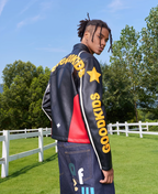 AFGK Badge Stitching Leather Racing Jacket